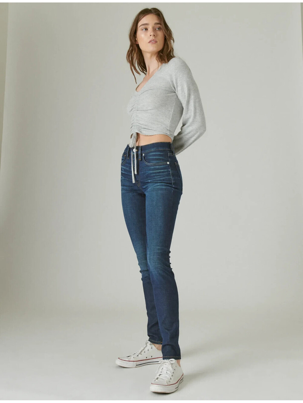 NWT Lucky Brand Bridgette High Rise Slim Fit Blue Skinny Jeans Size 27 $99 MSRP - Picture 3 of 13